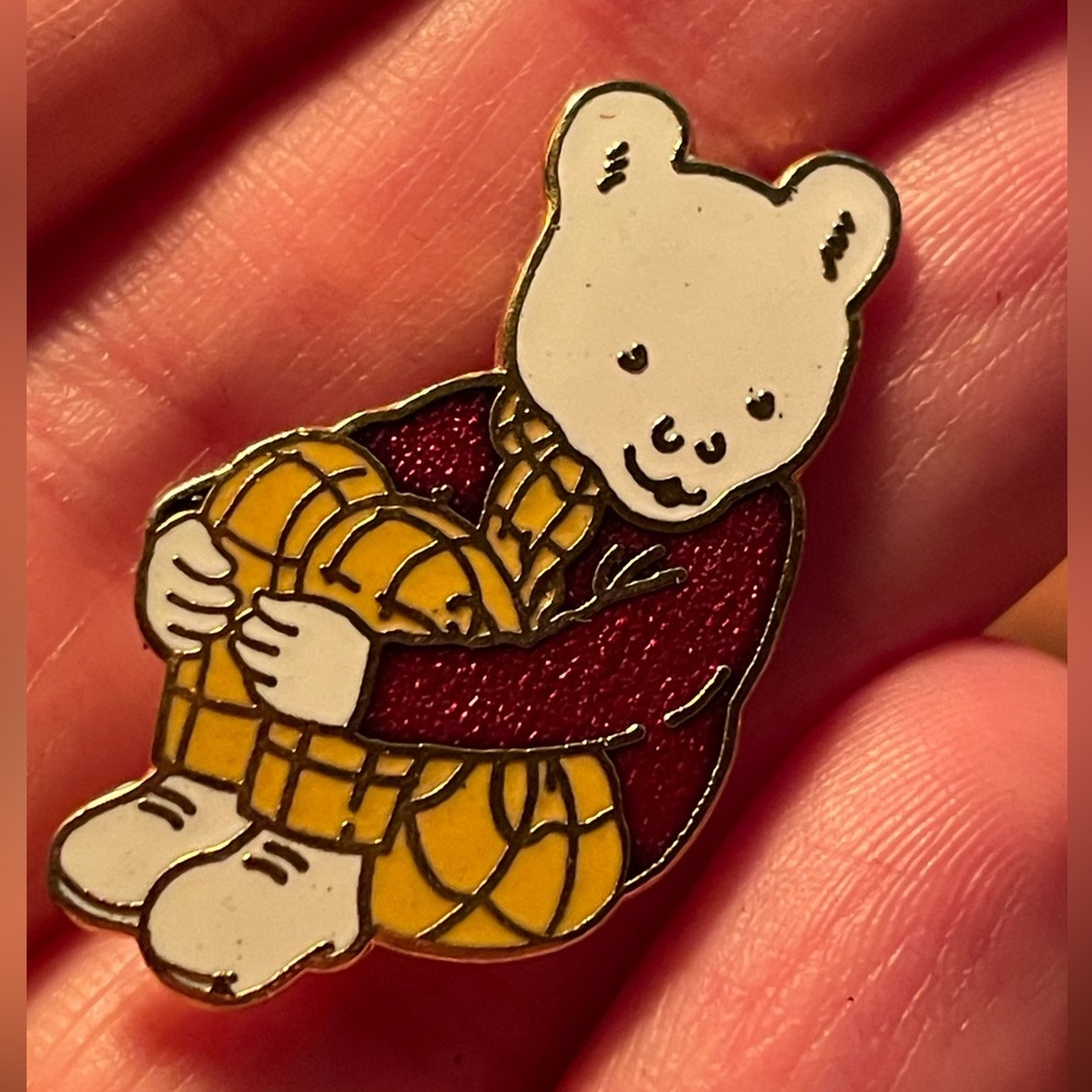 Kids Bear Pin - White and Yellow